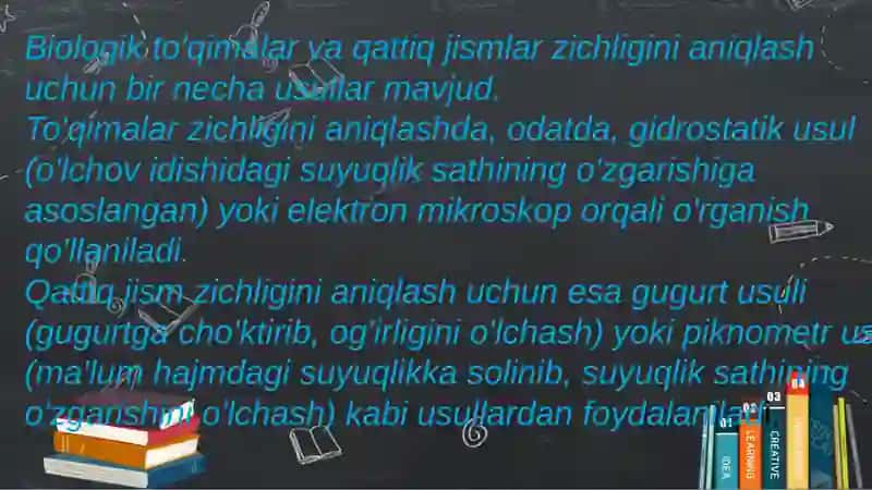 Biologik to'qimalar va qattiq jismlar zichligini aniqlash 3