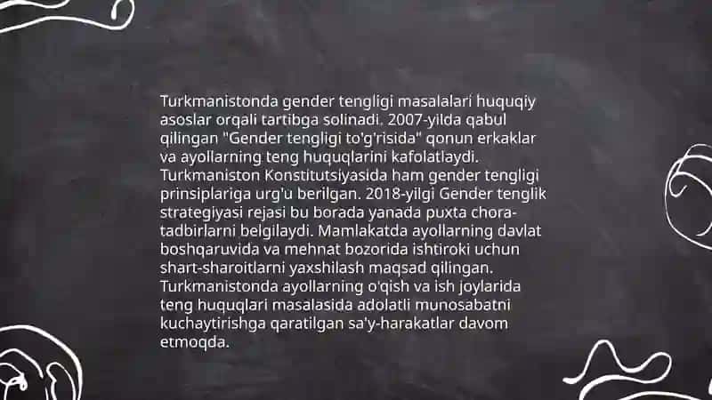 Turkmanistonda gender tengligi 3