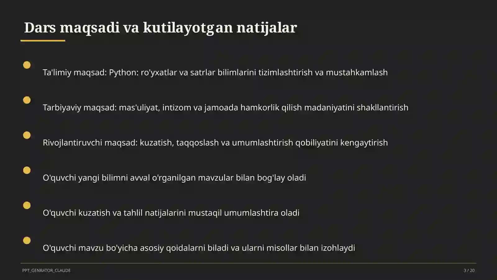 Python: ro'yxatlar va satrlar (9-sinf) 3