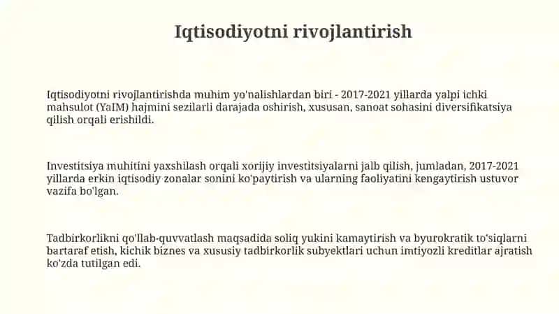 O‘zbekiston Respublikasining rivojlantirishning beshta ustuvoryo‘nalishi(2017–2021) 3