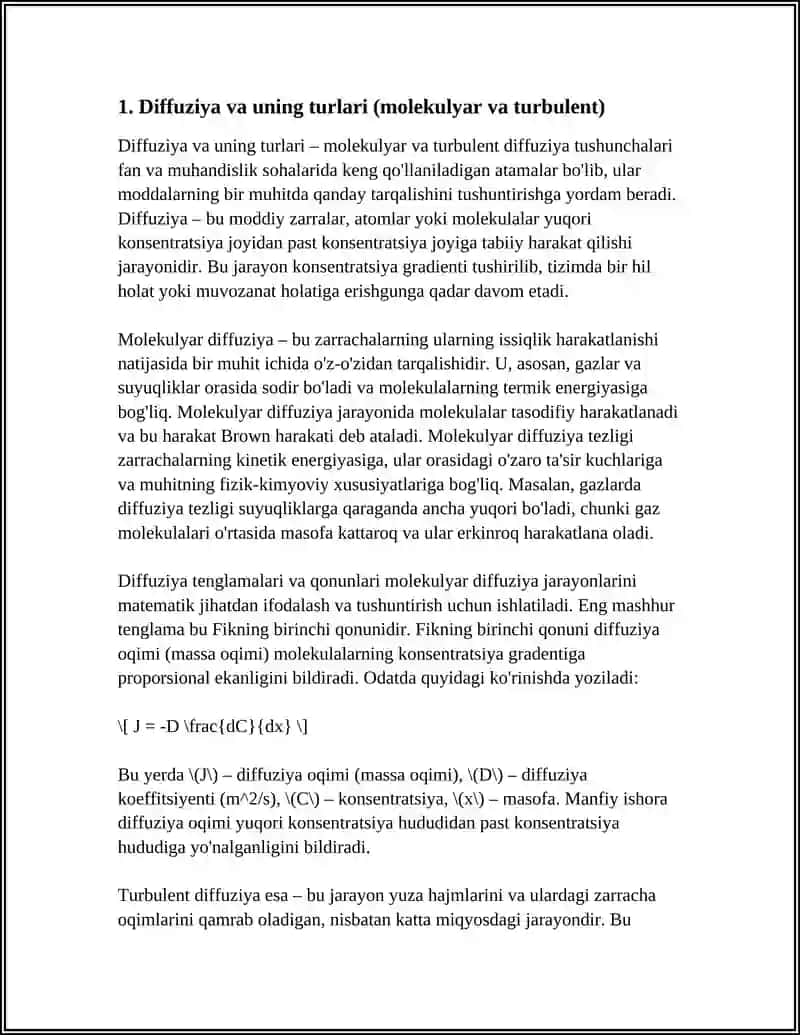 KOʻCHISH HODISALARI.DIFFUZIYA ISSIQLIK OʻTKAZUVCHANLIK VA QOVUSHQOQLIK.FAZAVIY OʻTISHLAR 3