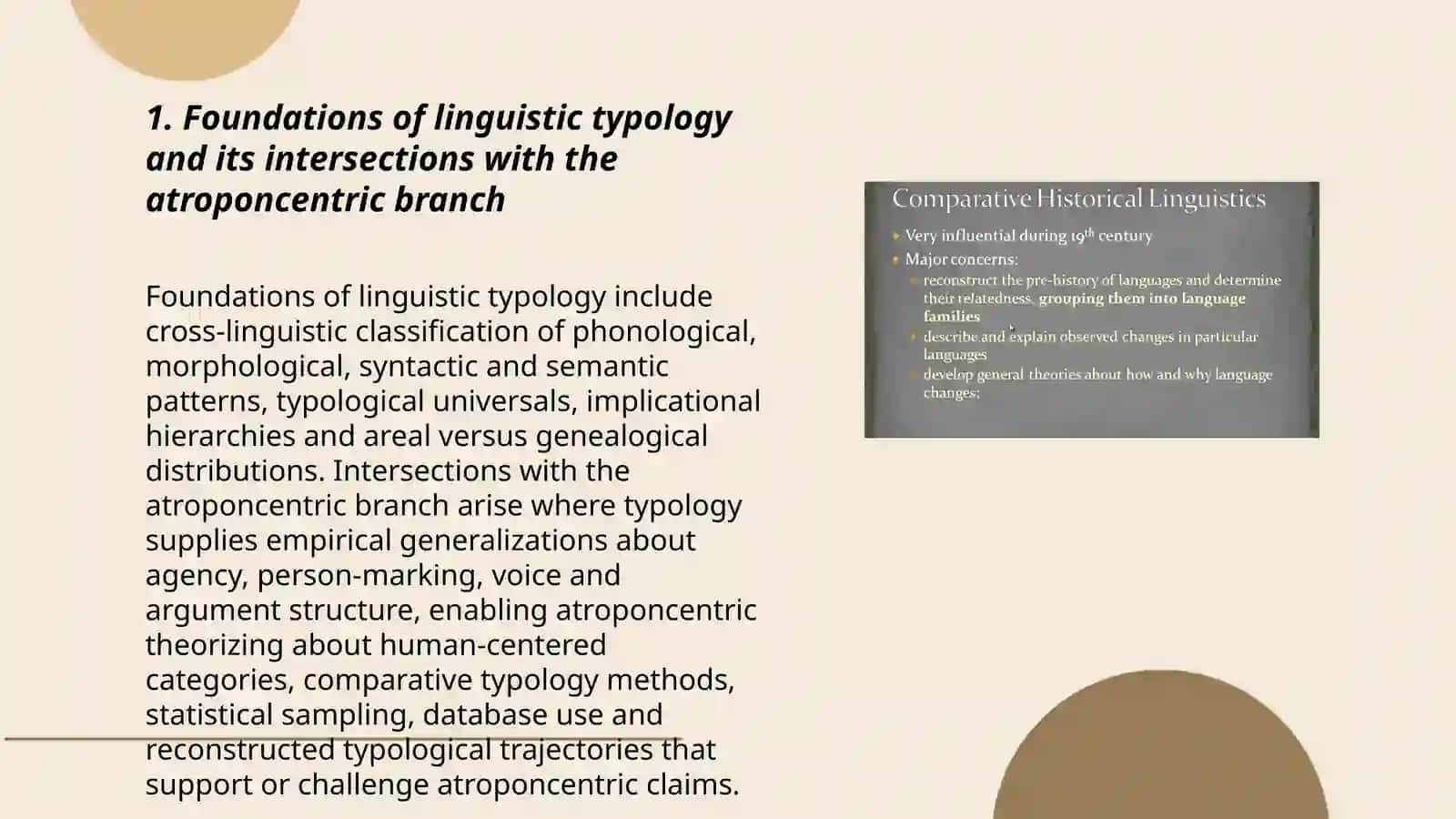 The relationship between typology and comparative typology and the atroponcentric branch of linguistics 3