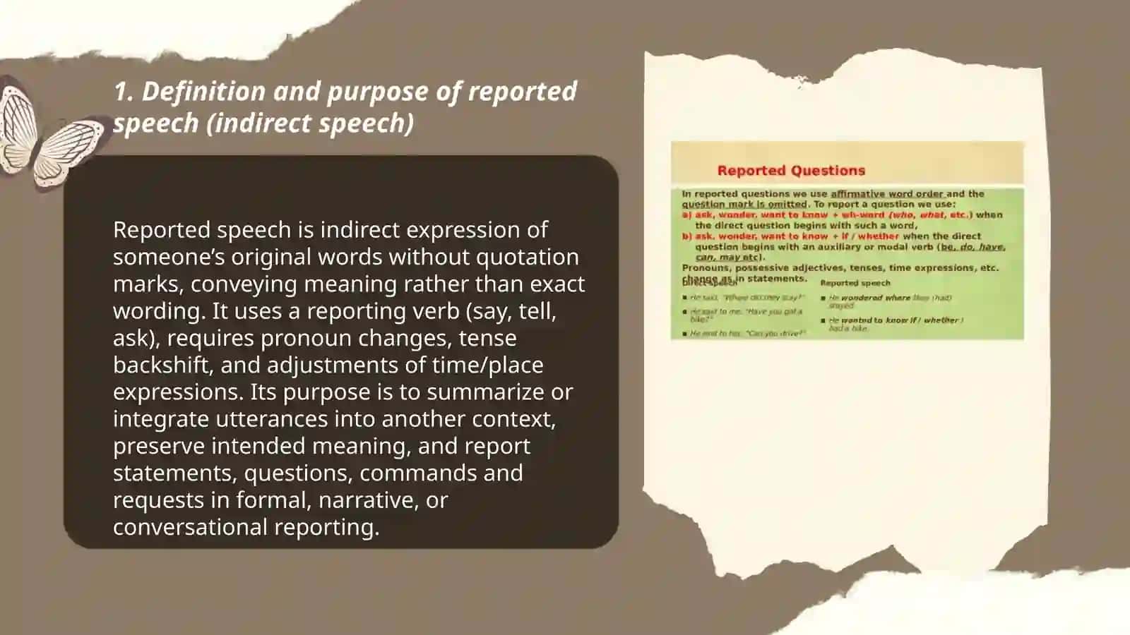 Reported speech and reported questions,commands and requests 3