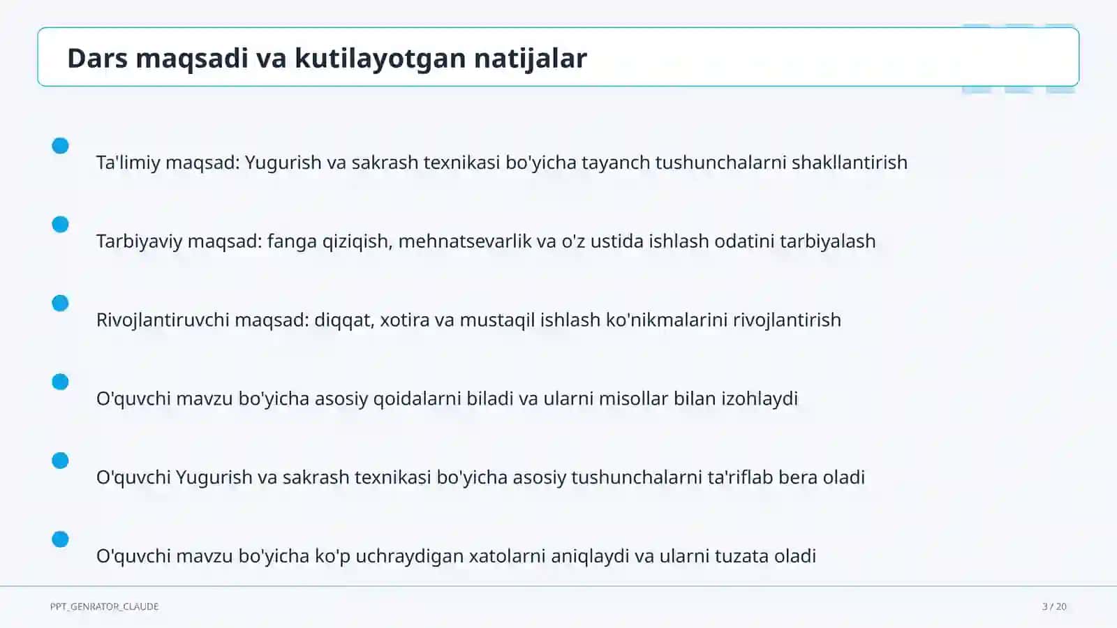 Yugurish va sakrash texnikasi (2-sinf) 3