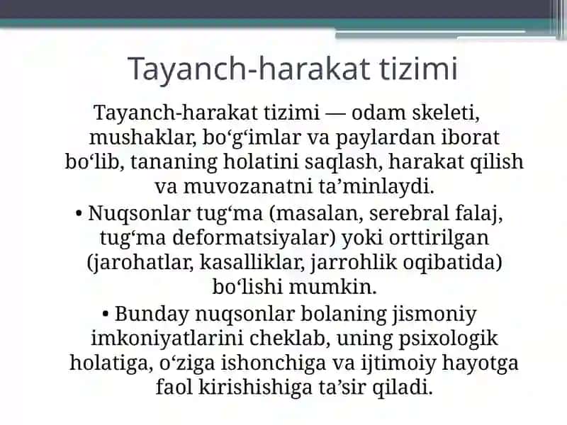 Tayanch-harakat a’zolarida muammolari bo’lgan o’quvchilarning psixologik hususiyatlari. 3