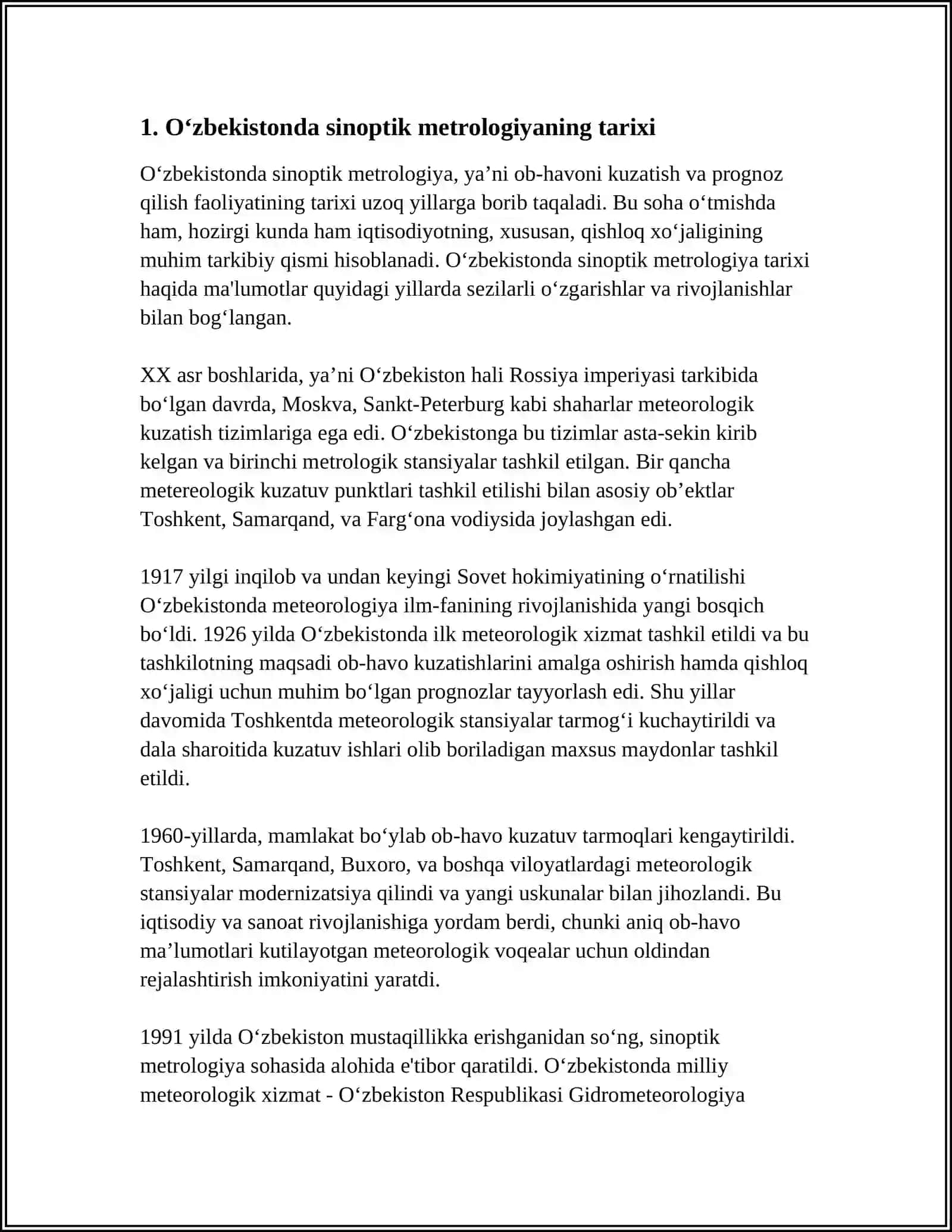 O'ZBEKISTONDA SINOPTIK METROLOGIYANING RIVOJLANISHI 3