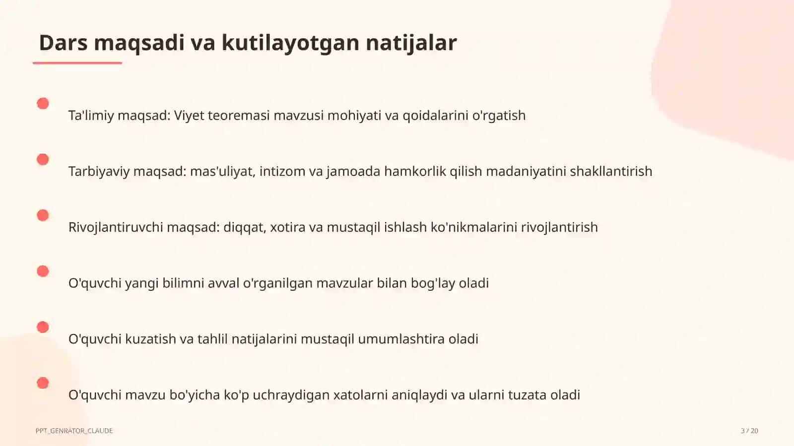 Viyet teoremasi (8-sinf) 3