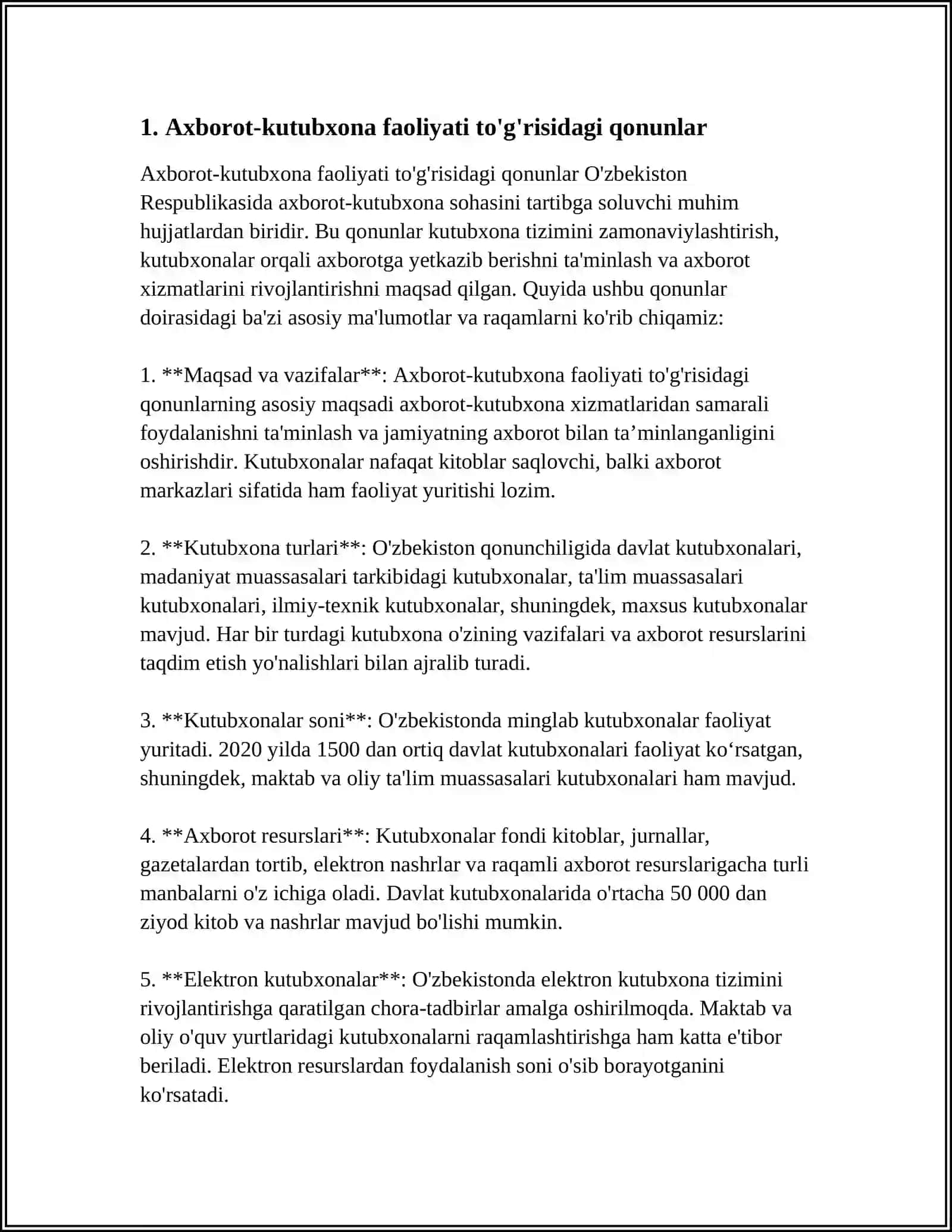 AXBOROT-KUTUBXONA FAOLIYATINI TARTIBGA SOLISHNING NORMATIV -HUQUQIY ASOSLARI 3