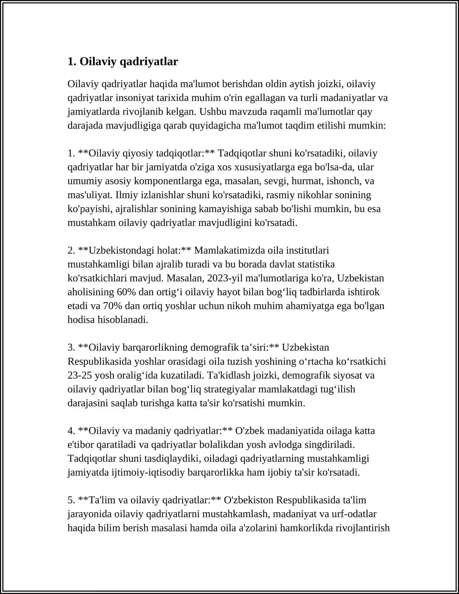 Oilaviy qadriyatlar 3