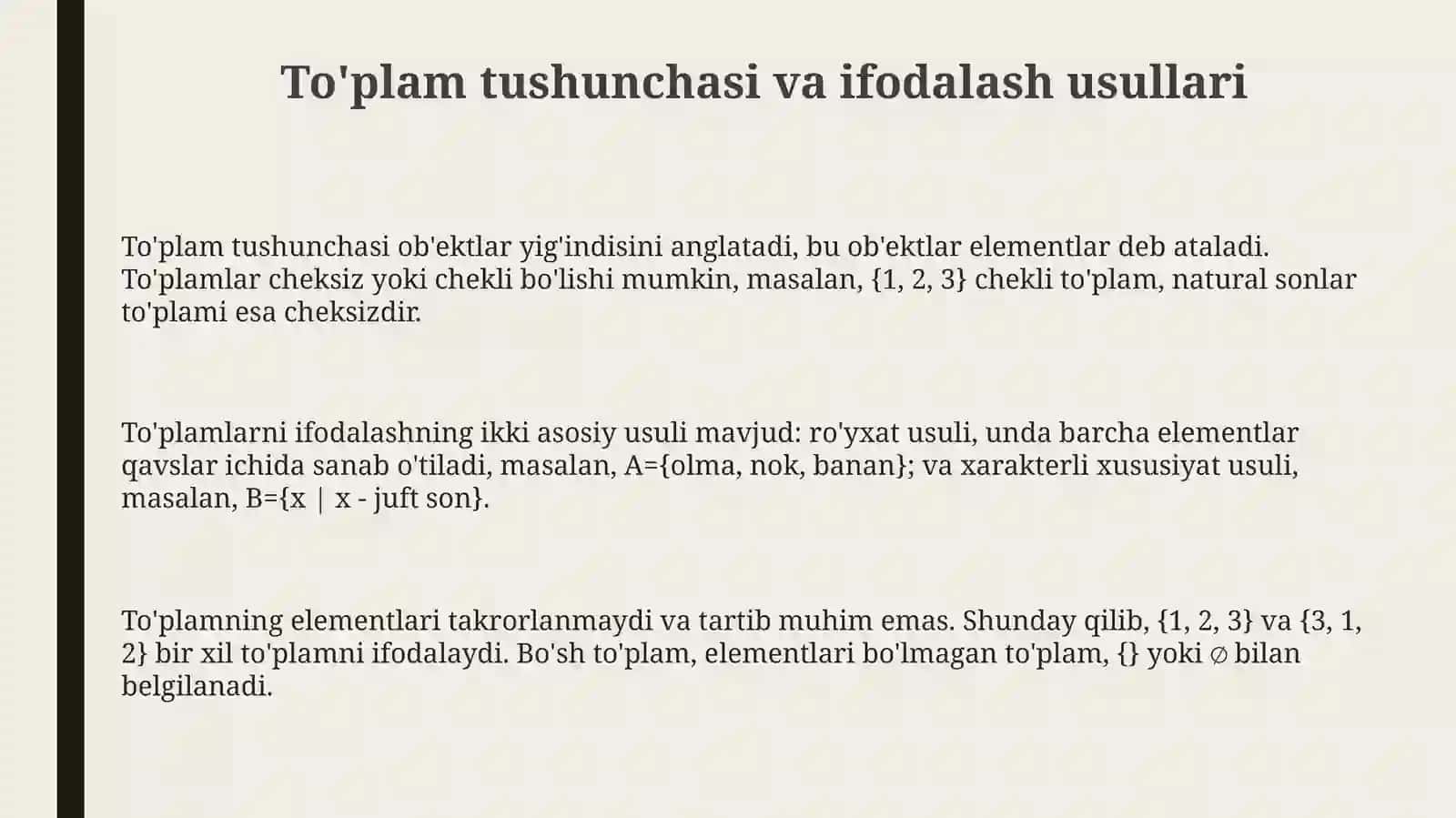 Boshlangʻich sinflarda to'plam va kombinatorik masalalari 3