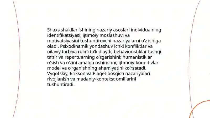 Shaxs shakilanishi va pisixik rivojlanish 3