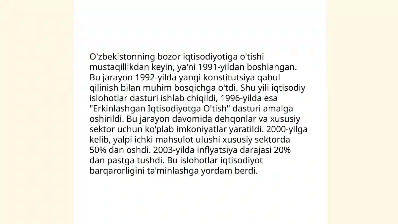O'zbekistonda bozor iqtisodiyotiga o'tishning tamoyillari va xususiyatlari 3