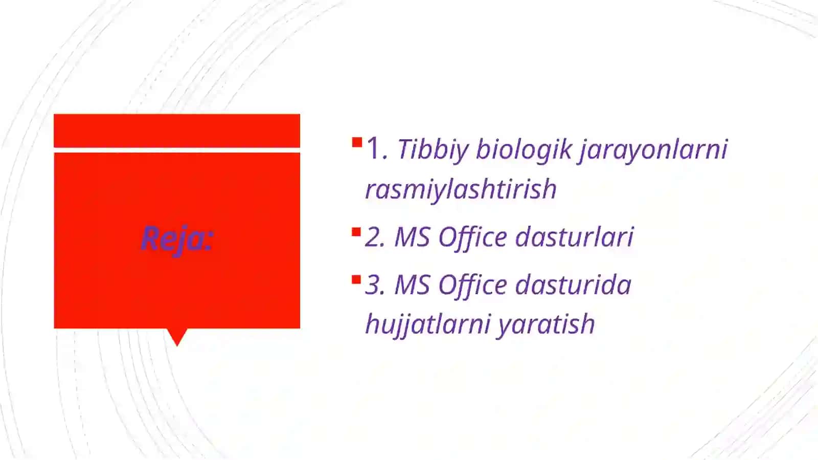 Tibbiy-biologik jarayonlarni rasmiylashtirish va MS Office dasturlari 3