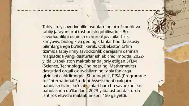 PISA topshiriqlari tabiiy ilmiy savodxonlikni baholash vositasi 3