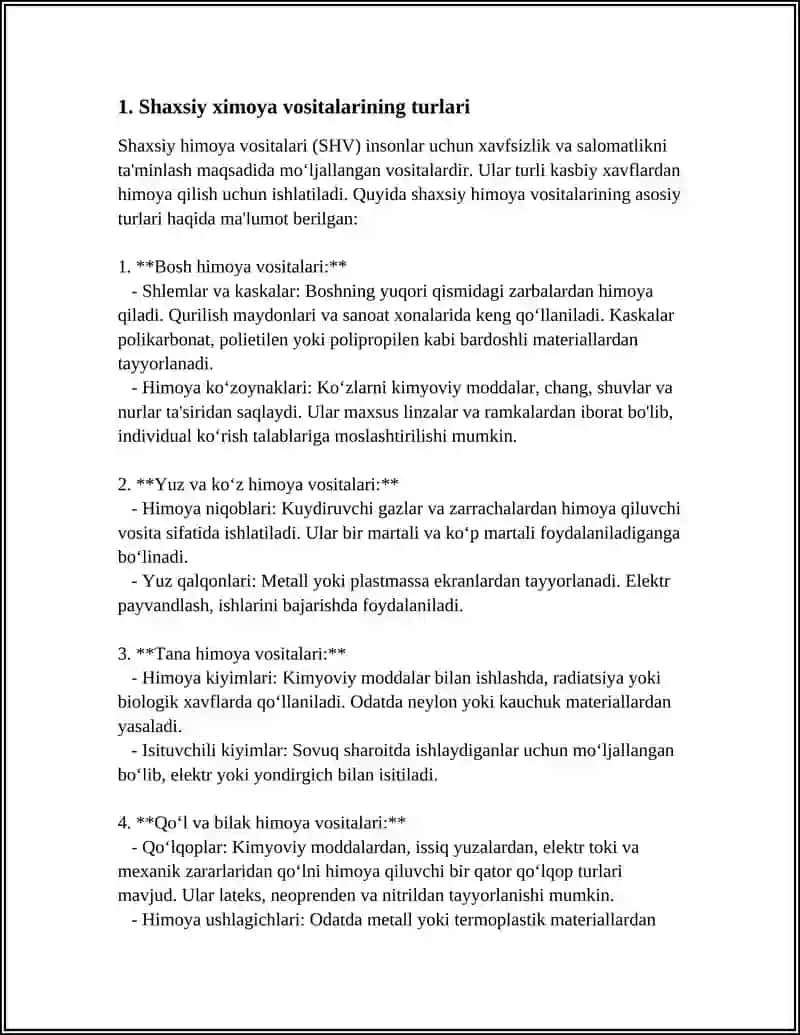 SHAXSIY XIMOYA VOSITALARINI TANLASH VA BUYURTMA BERISH 3
