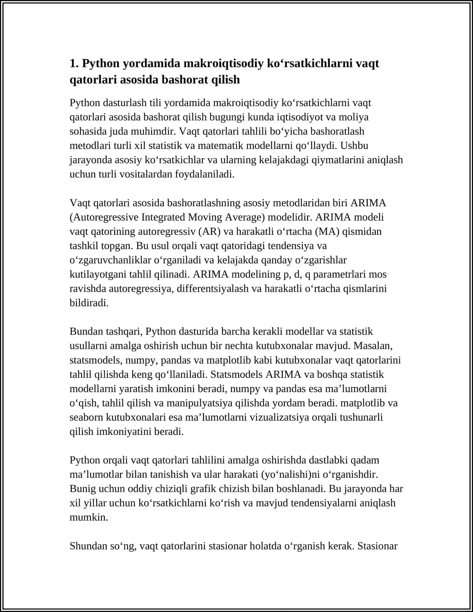 IQTISODIY MUAMMOLARNI HAL QILISH UCHUN ZAMONAVIY DASTURLASH TILLARIDAN FOYDALANISH 3