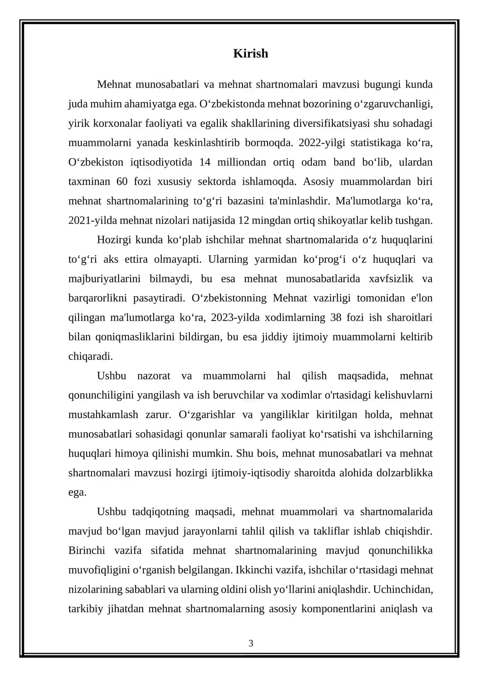 «Mehnat munosabatlari va mehnat shartnomalari» 3