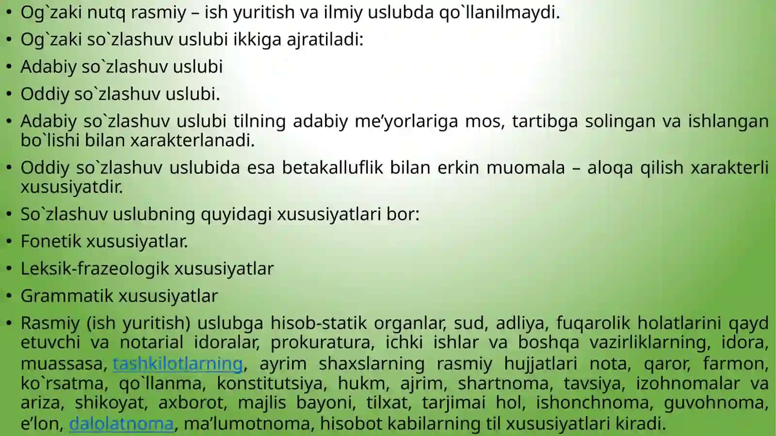 Nutqning sofligi, boyligi, jo'yaliligi, ifodaliligi. Nutq texnikasi 3