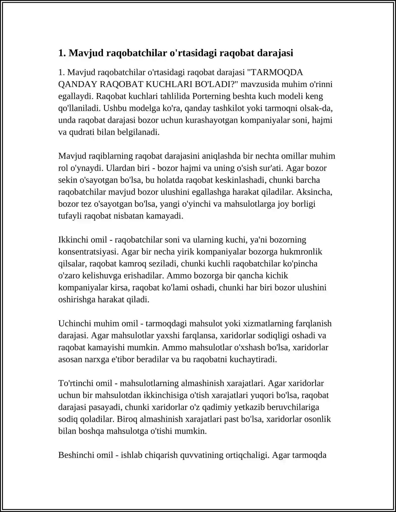 Tarmoqda qanday raqobat kuchlari bo'ladi? 3