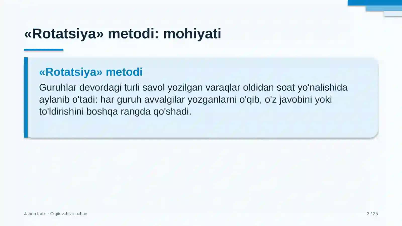 jahon tarixi darslarida rotatsiya metodidan foydalanish 8940 3