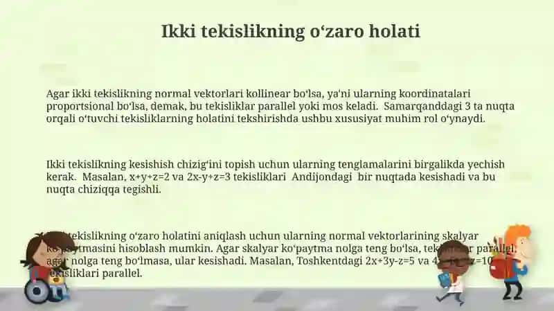Togri chiziq va tekisliklarga doir masalalarni vektorlar orwali yechish 3