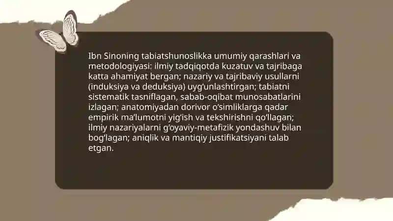 Sharq mutafakkirlarining tabiatshunoslik fanlarini rovojlanishidagi ilmiy meroslar ( Ibn Sino) 3