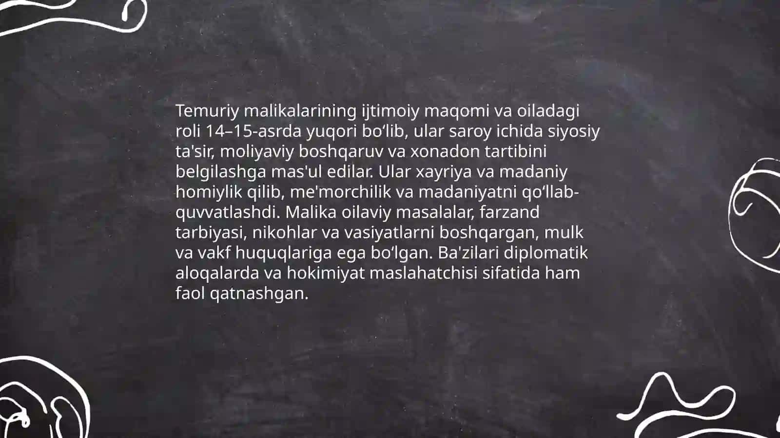 Temuriy malikalarining ijtimoiy maqomi va oiladagi roli 3