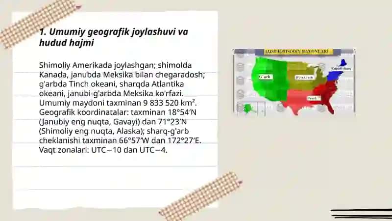 AQShning qisqacha iqtisodiy-geografik tavsifi Dusanov Tohir 3