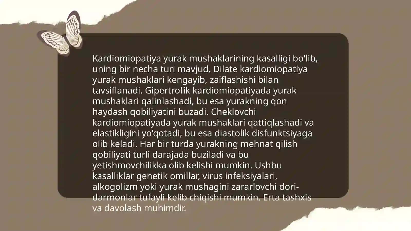 Kardiomiopatiyalar.Yurak-tomir tizimi kasalliklari boʻyicha diagnostika tuzish va oʻlim haqidagi maʼlumotnoma 3