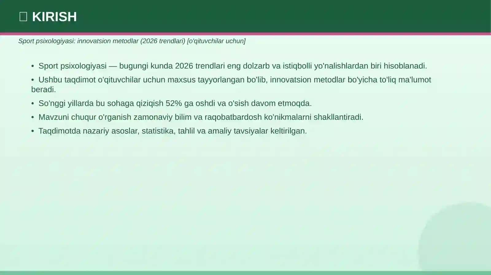 Sport psixologiyasi: innovatsion metodlar (2026 trendlari) [o'qituvchilar uchun] 3