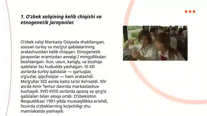 O'zbek xalqi va o'zbek tilining nomlanish tarixi.XIV asrning 2-yarmidan keyingi adabiy jarayon va adabiy til. 3
