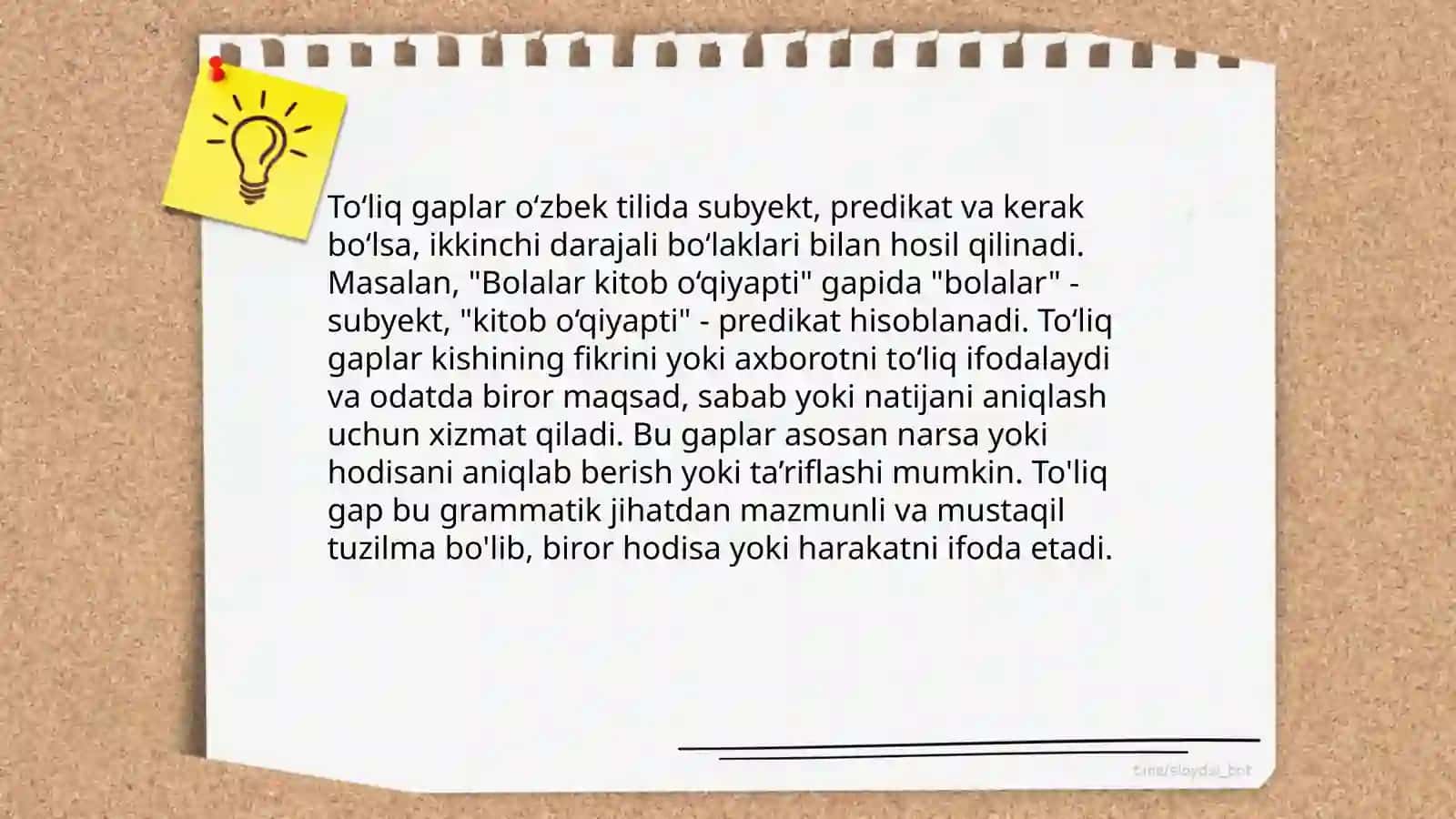 Toʻliq toʻliqsiz gaplar. Gap boʻlaklarining tartibi 3