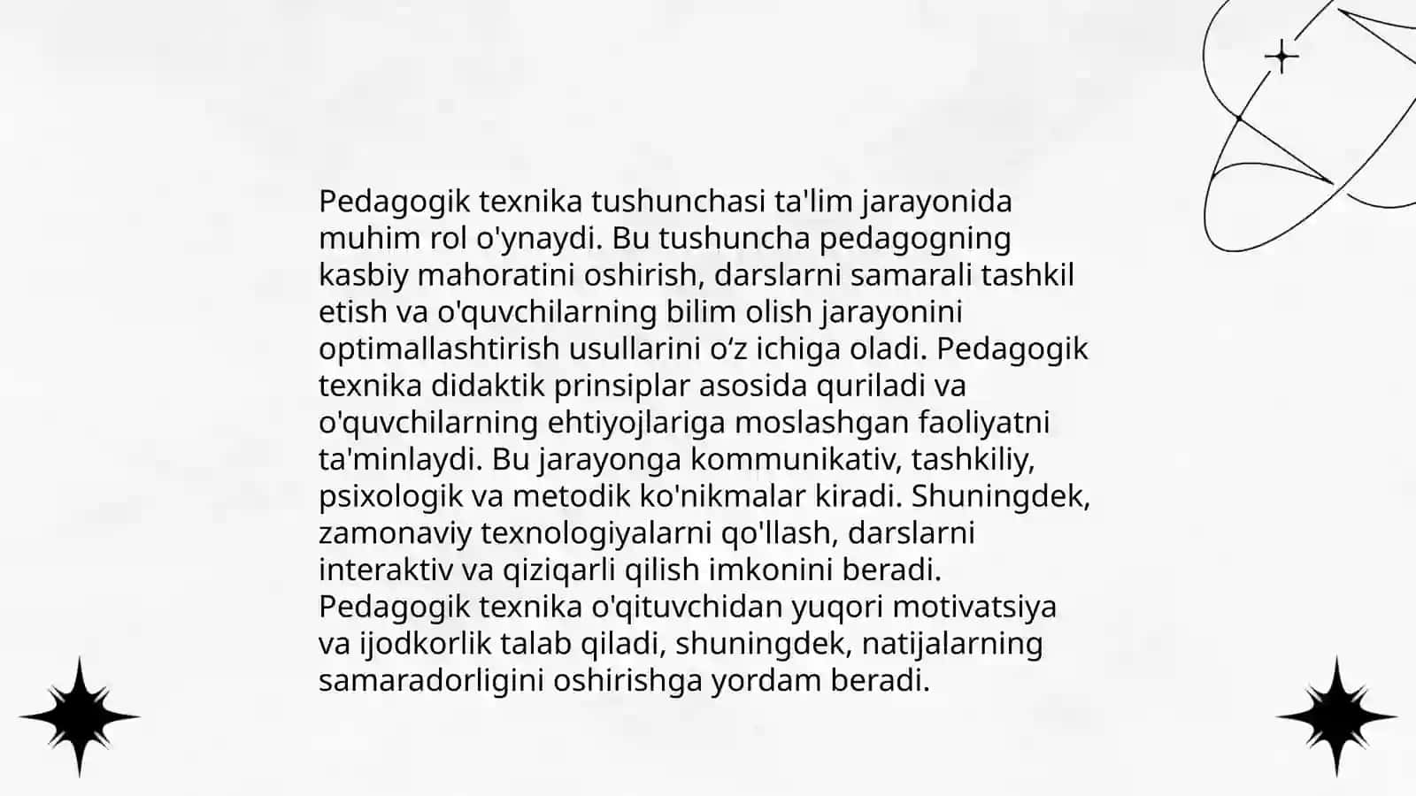 Pedagogik texnika xususiyatlari va pedagogik texnikani egallash mahorati 3