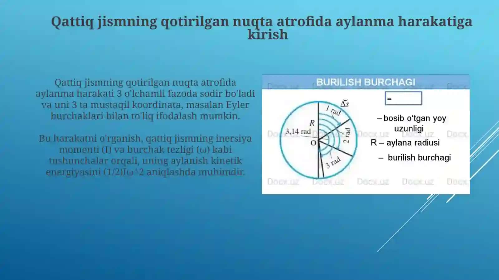 Qattiqjismningqozg'almasnuqtaatrofidagiaylanmaharakati 3