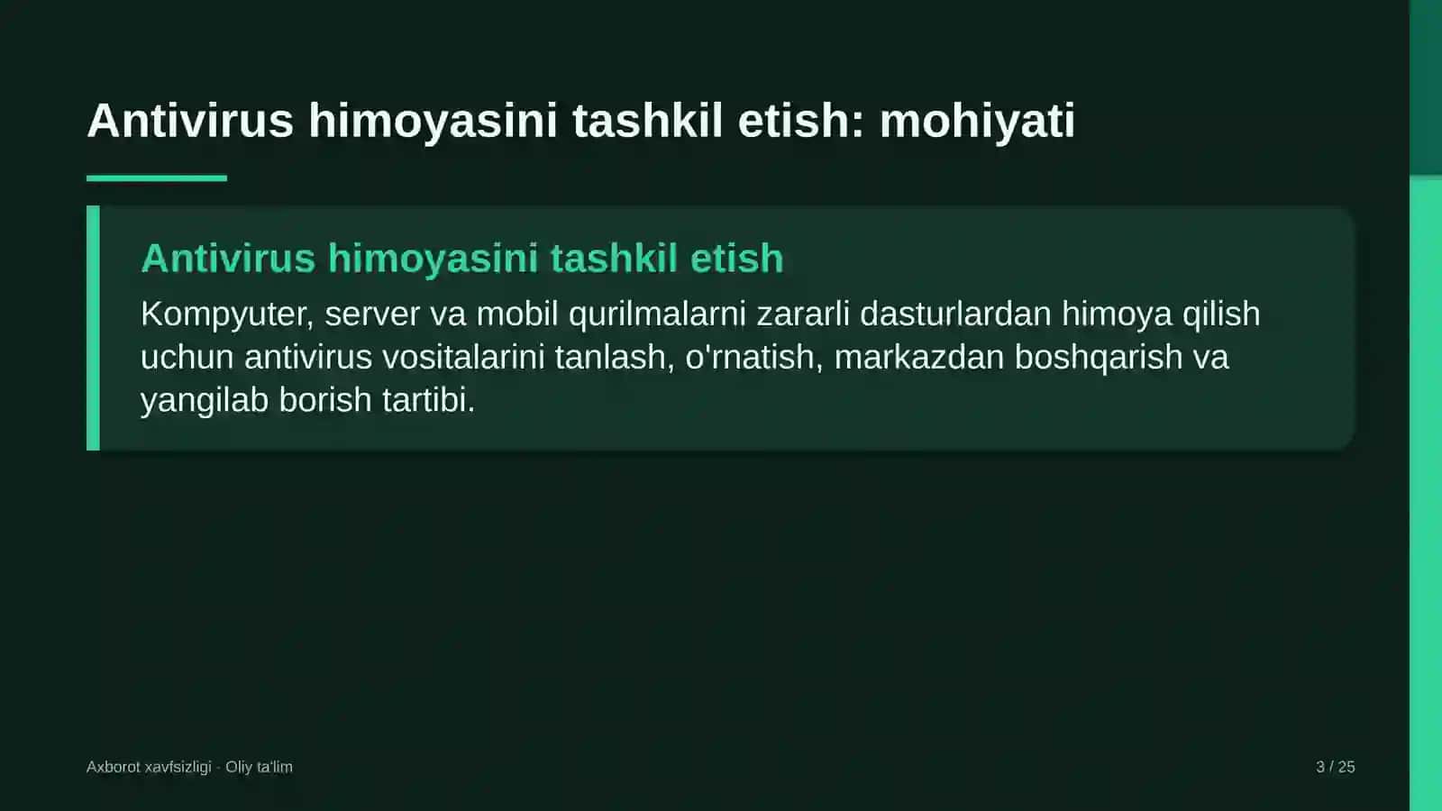 elektron hukumat tizimida antivirus himoyasini tashkil etish 3255 3
