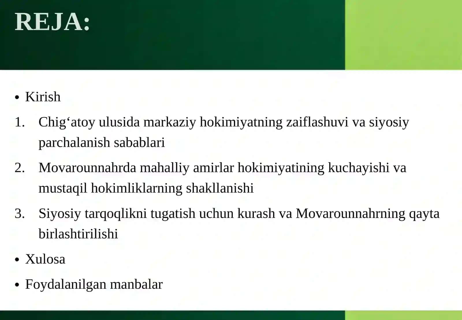 Chig‘atoy ulusining siyosiy parchalanishi va Movarounnahrda mustaqil hokimliklarning shakllanishi 3