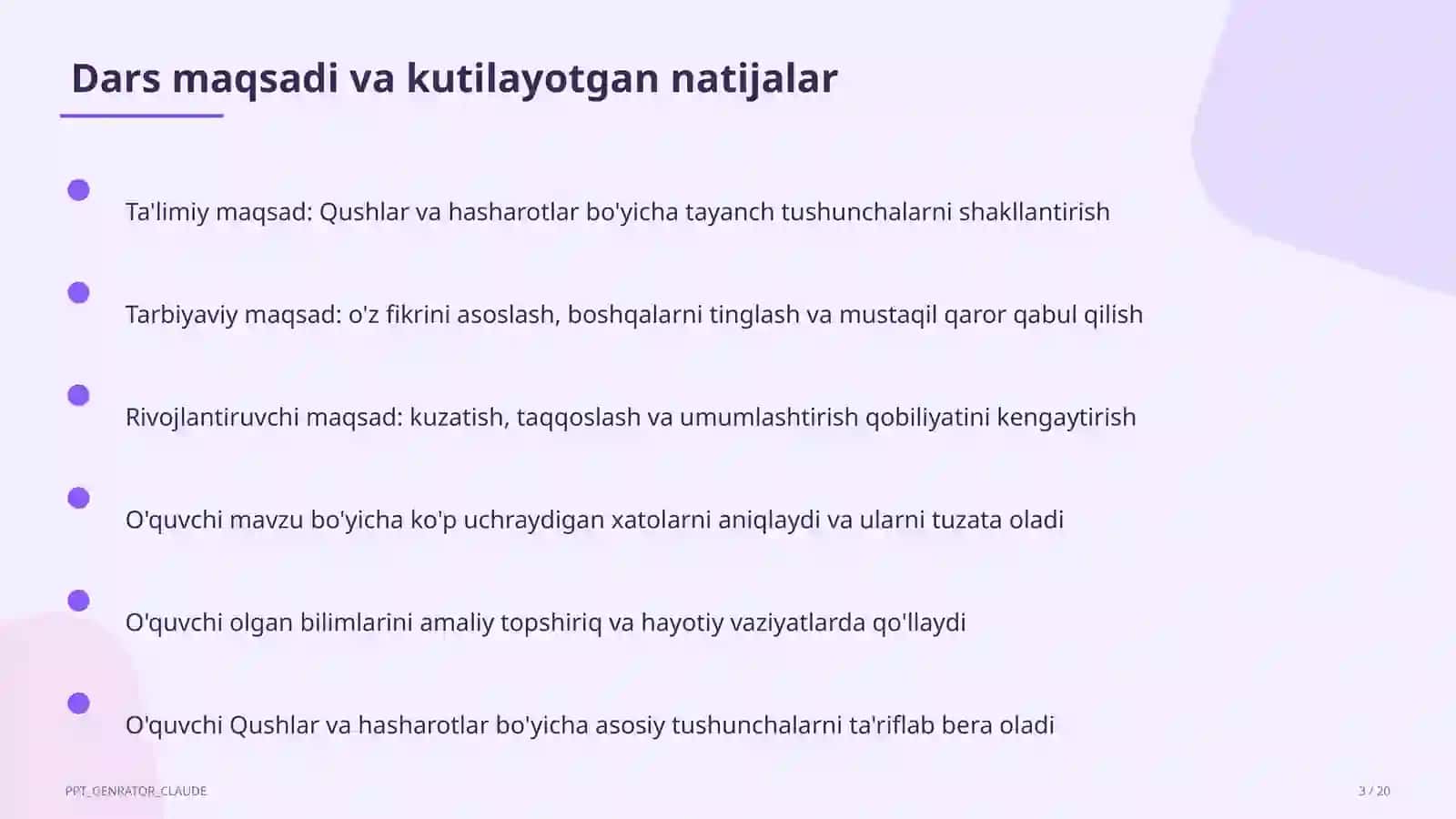 Qushlar va hasharotlar (2-sinf) 3