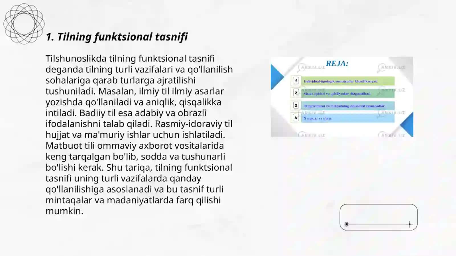 Tillarni tasniflash funksional areal tipologik va genelogik tasniflar 3