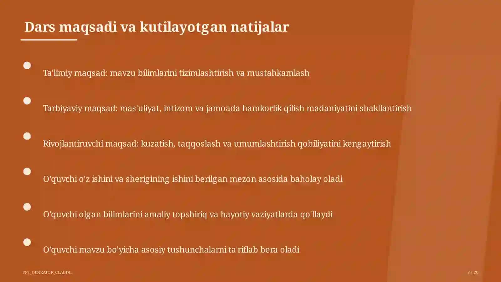 Dars rejasi 3