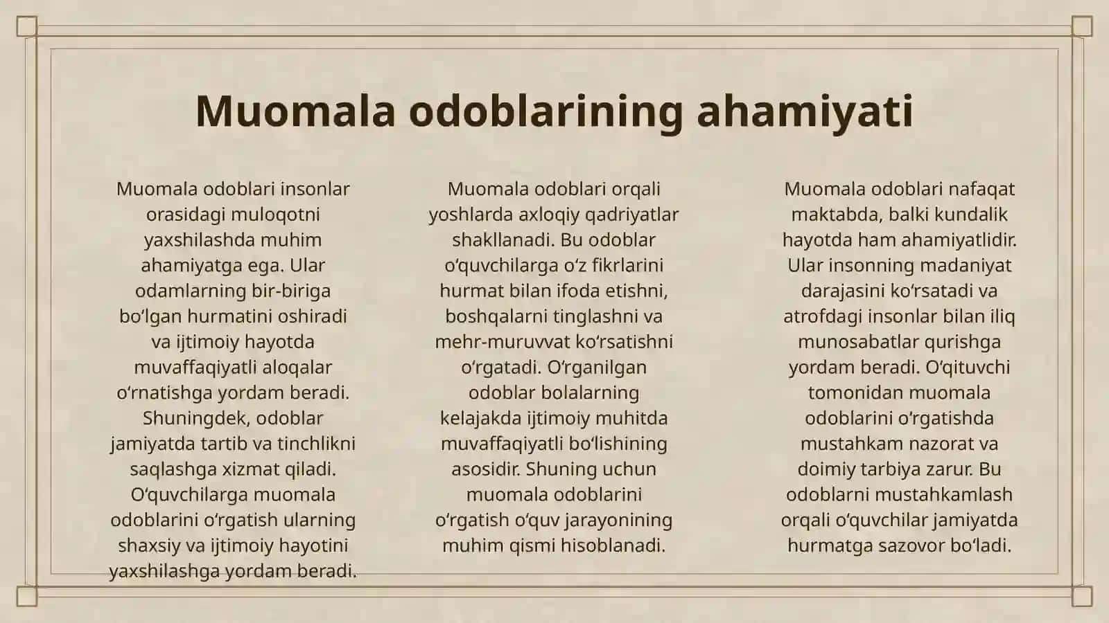 7-SINF ''MUOMALA UCHUN ZARUR ODOBLAR '' MAVZUSINI O‘QITISH METODIKASI 3