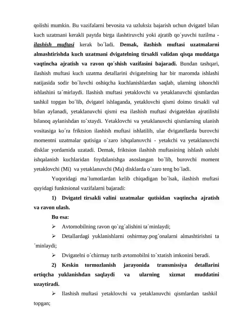 ZAMONAVIY AVTOMOBILLARNING ILASHISH MUFTASIGA TXK 3