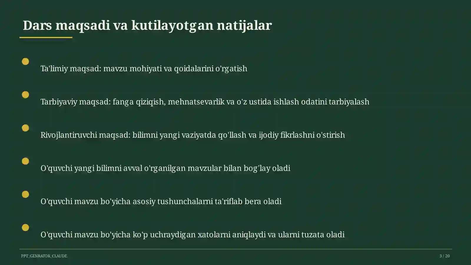 Adabiyot (5–11) — mustaqil o'rganish 3