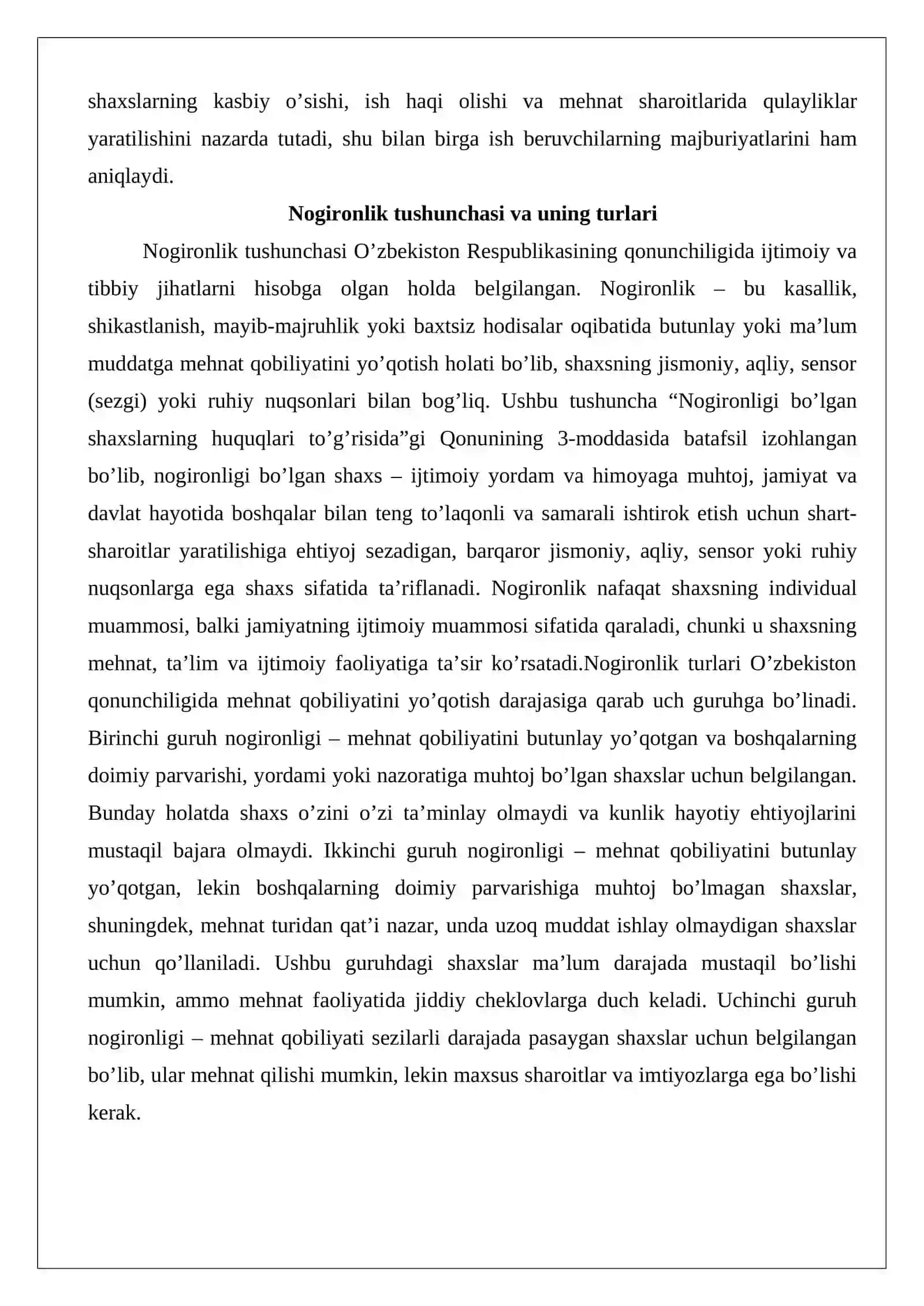 Nogironligi bo’lgan shaxslarning mehnatini tartibga solishning o’ziga xos xususiyatlari 3