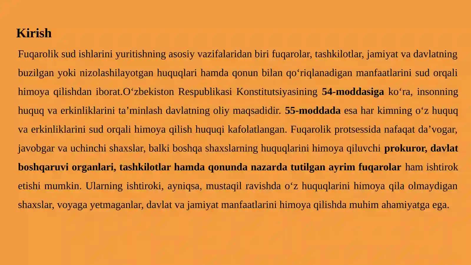 Prokurorning fuqarolik protsessida ishtiroketish asoslari va protsessual maqomi 3