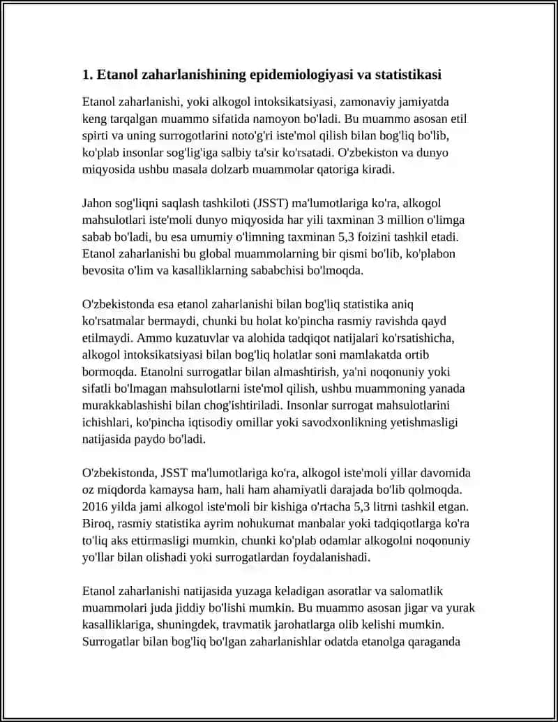MUSTAQIL ISH Mavzu: ETIL SPIRTI VA UNING SURROGOTLARI BILAN ZAHARLANISH 3