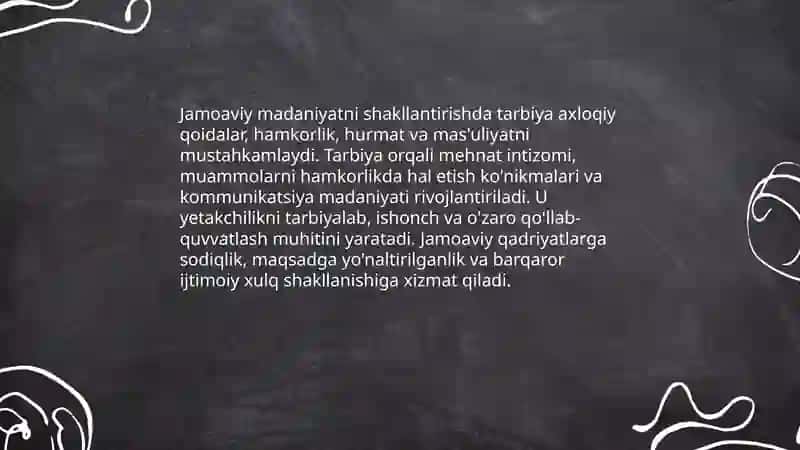 Jamoani rivojlantirishda tarbiyaning órni. 3