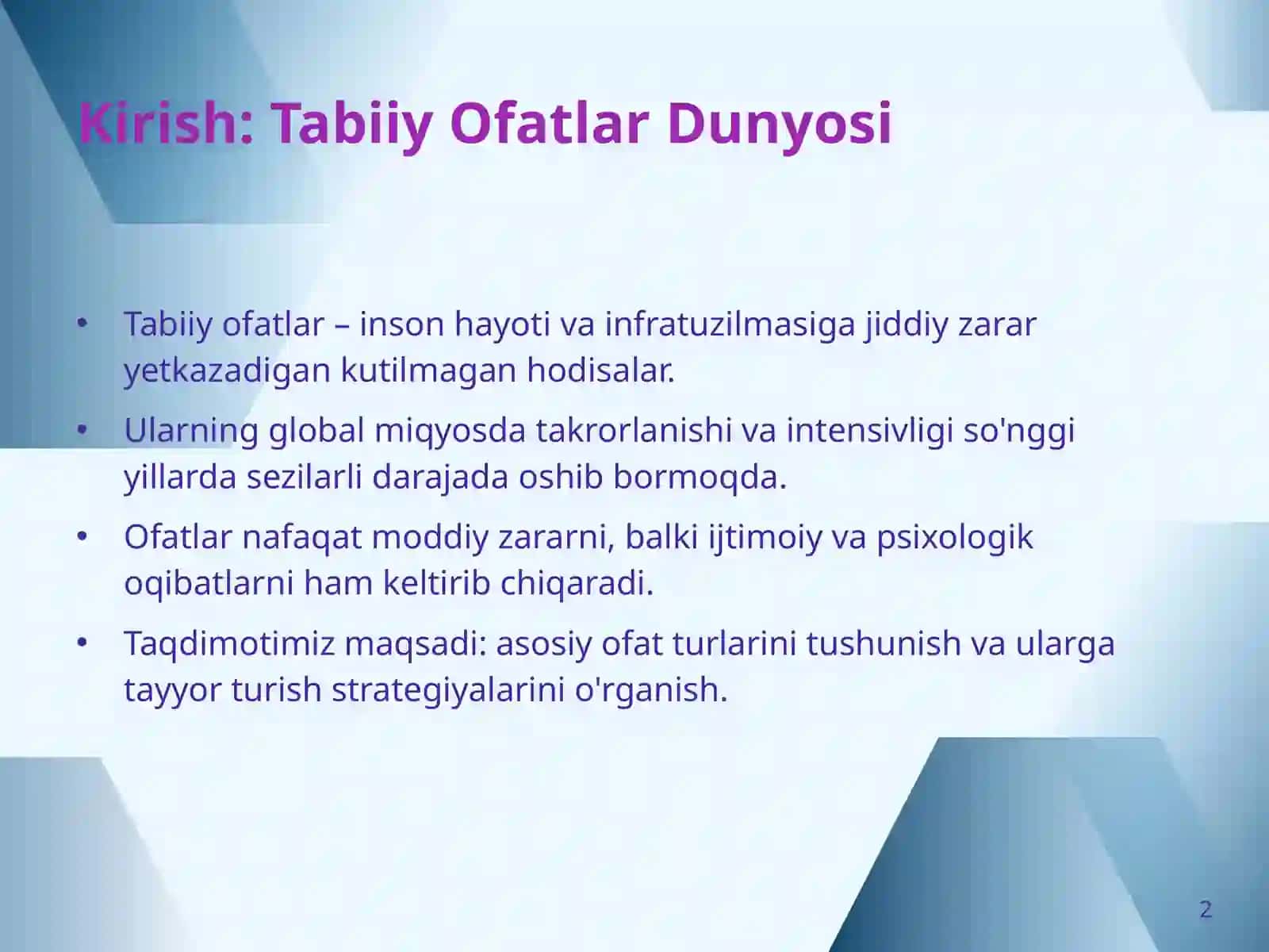 Tabbiy ofatlar 3