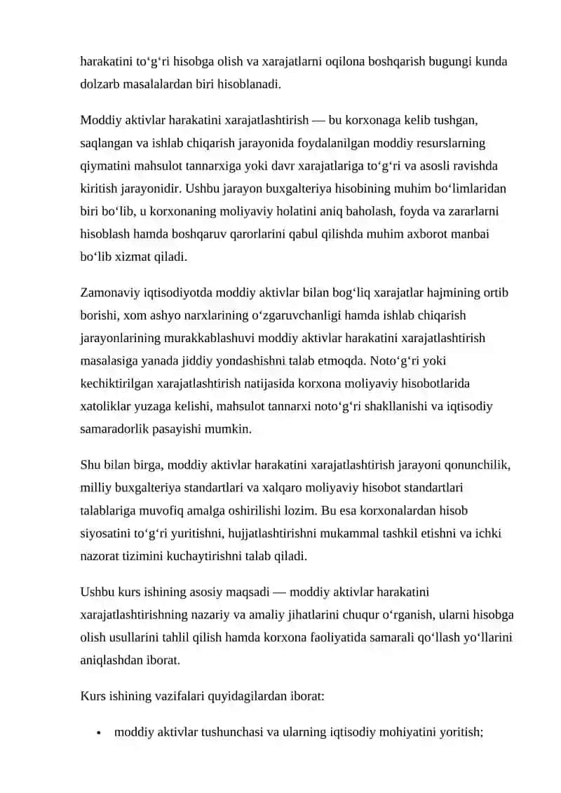 Moddiy aktivlar harakatini xarajatlashtirish 3