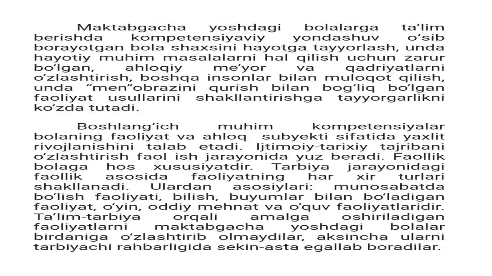 Bolaning rivojlanish sohalarini kompetensiyasi 3
