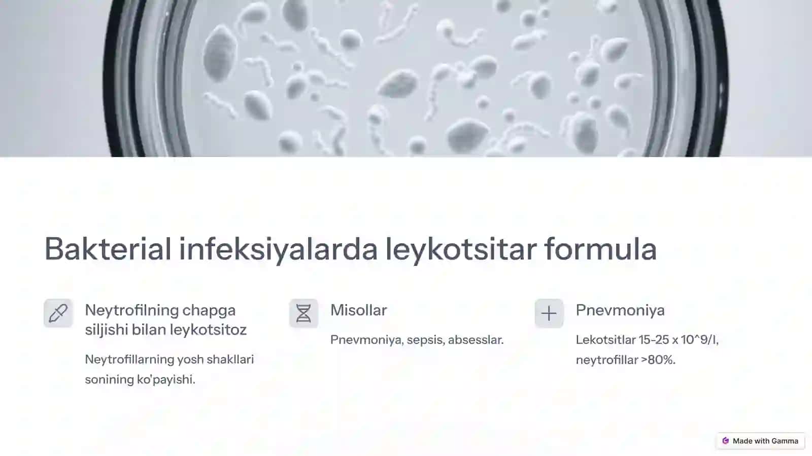 Leykotsitar formulasi: turli
xil kasalliklarda oʻzgarishlar
va uning diagnostik
ahamiyati 3